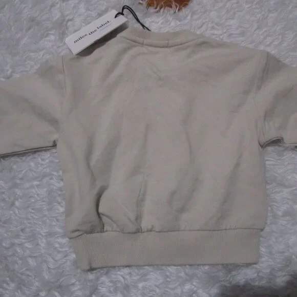 MILES THE LABEL Infant Baby Girls Heart Print Sweatshirt Beige 12M NWT - Picture 3 of 10